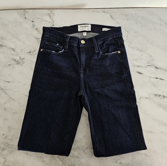 Frame Denim Le Skinny De Jeanne Crop Blue Jeans 25 Preowned - Picture 5 of 8